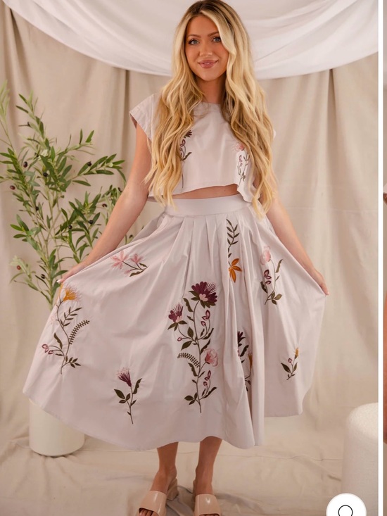 Mable Dresses & Skirts - Floral Embroidered Midi Skirt and Cropped top
Worn once
